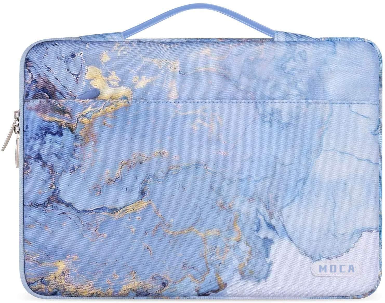 MOCA Waterproof Nylon Exterior with Soft Velvety Interior Sleeve Girlie Bag Pouch Carry Case for 15 15.4 15.6 inch Laptops, (Blue Marble)