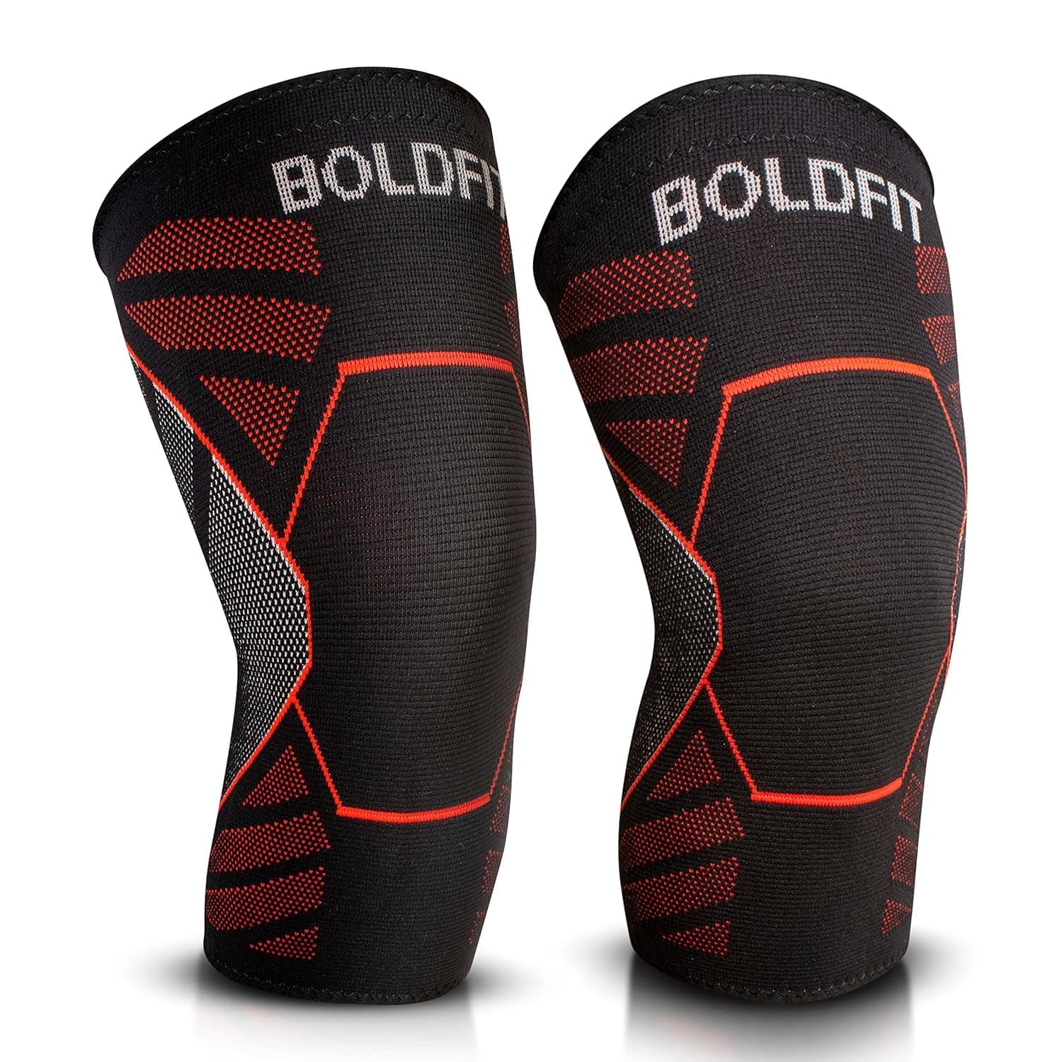 Boldfit Orthopedic Knee Caps for Men & Women | Knee Support for Pain Relief, Gym, Running, Arthritis & Workouts | Anti-Slip Knee Sleeves for Squats, Sports, Badminton - Red- Medium
