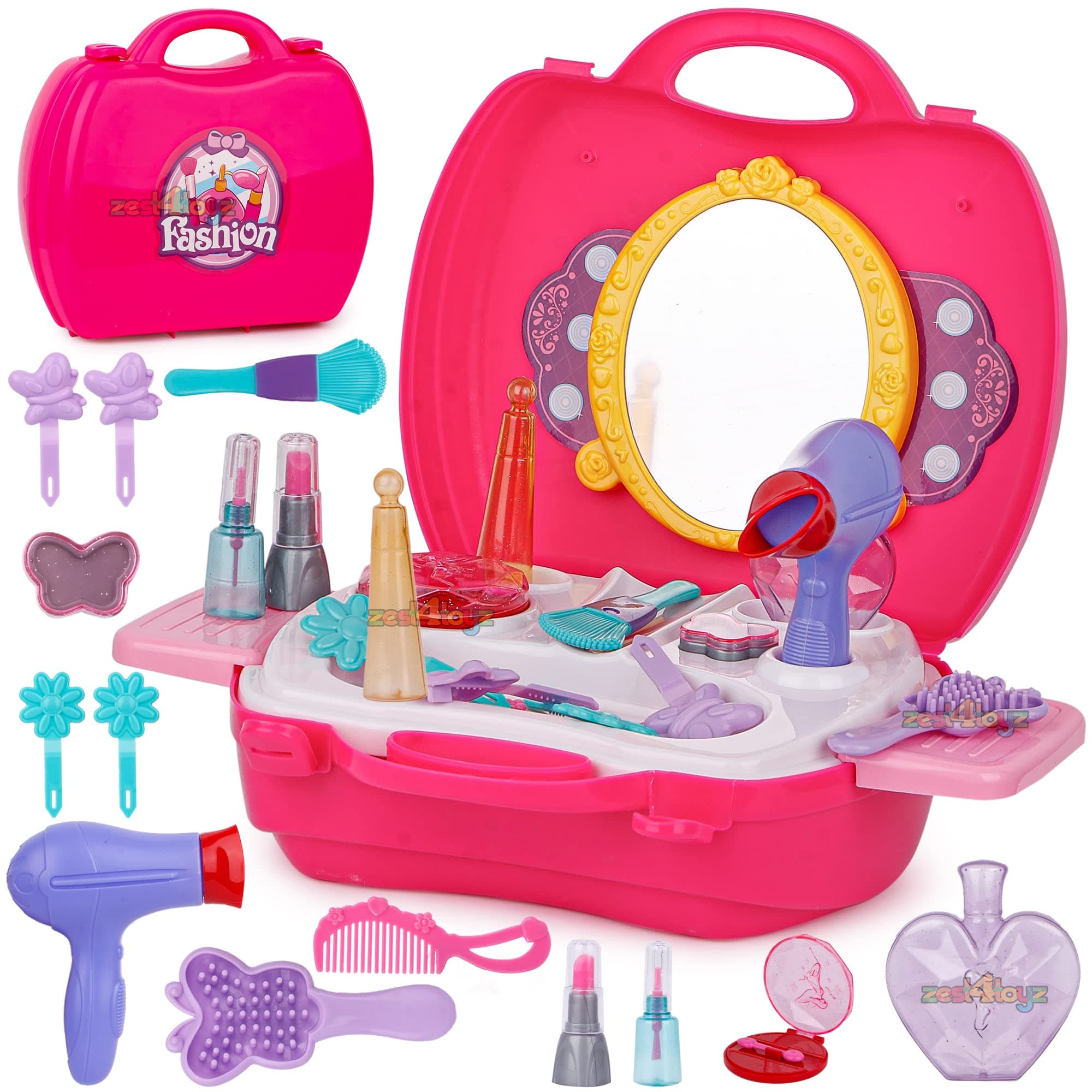 Zest 4 Toyz Makeup Kit Set for Girls Beauty Set Makeup Set Pretend Play Toys for Kids Girls Gift Items Toy Age 5 Years - Pink