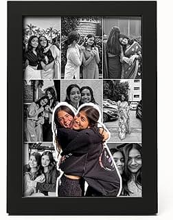 Fairus CUSTOMISED Photo Collage Frame, Spotify Photo Frame with Black Border | 4x6 Inches Gift for Birthday and Friendship, Wall Mountable Picture Display (Black Collage Frame)