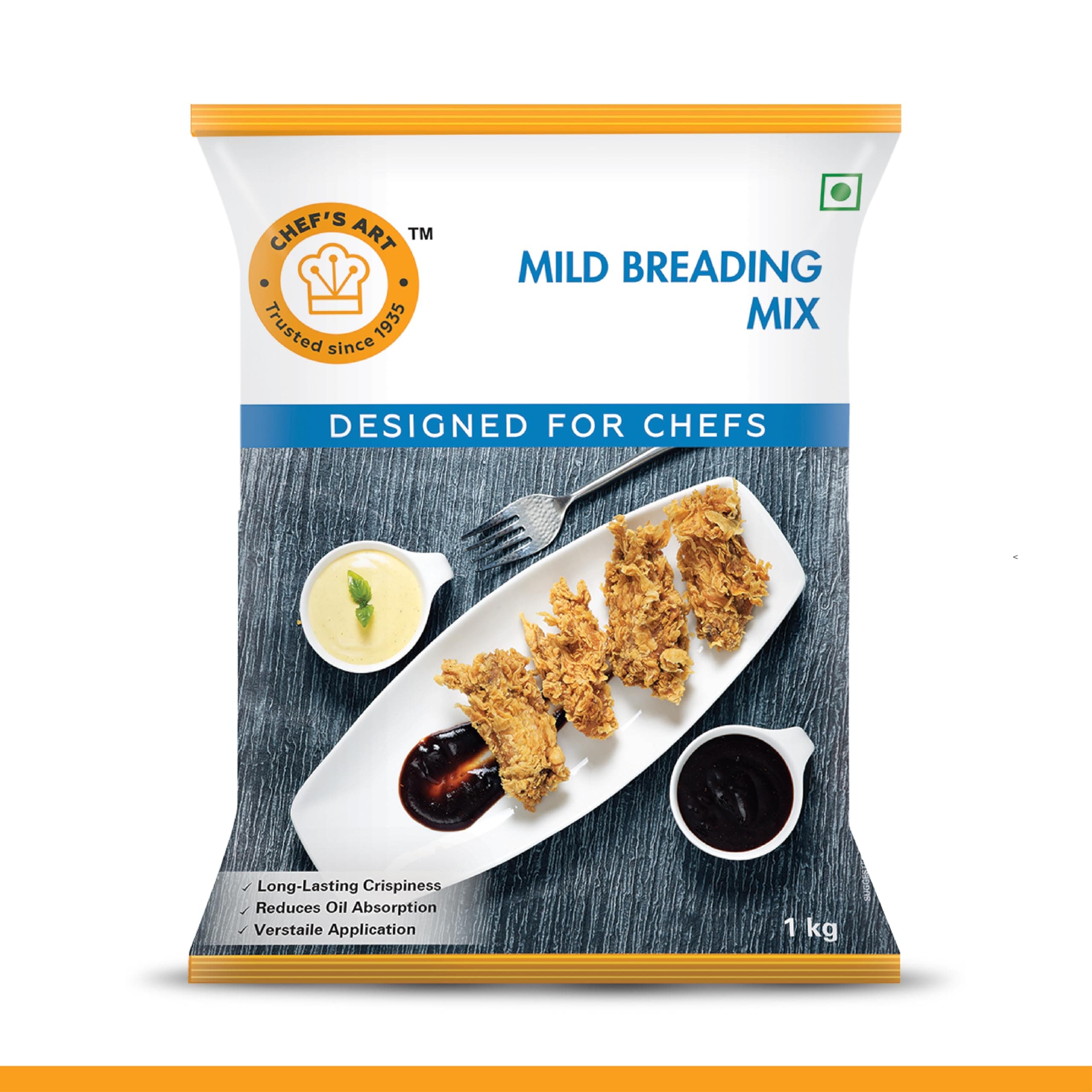 FSIPL's Chef's Art Mild Breading Mix | Seasoned Coating Mix For Perfectly Crispy Fried Foods | Quick & Easy To Use | Multipurpose Coating Powder For Chicken, Fish, Veggies | 1 Kg