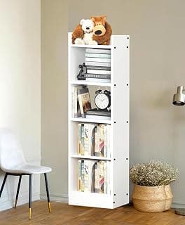 Enigmatic Woodworks Wooden Open Bookshelf Multipurpose for Home Rack Showcase Organizer for Living Room I Study Room I 5-Tier I Finish-Suede DIY (White) 33 * 24 * 121 CM