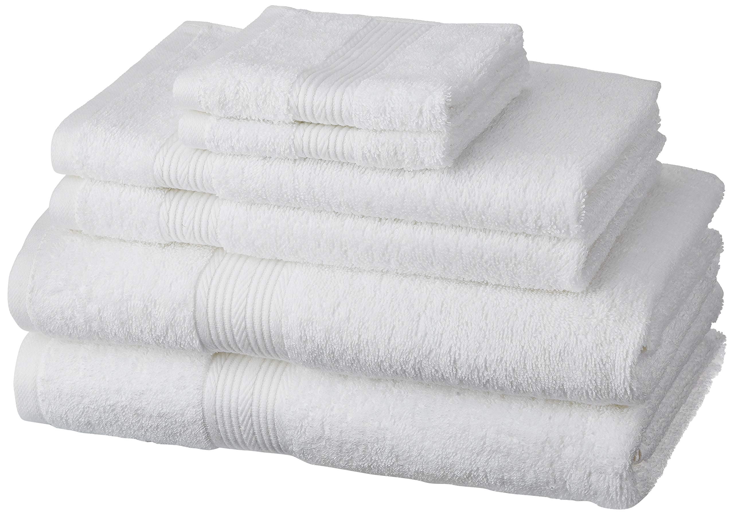 Amazon Brand - Solimo Cotton 6 Piece Towel Set, 500 GSM (White)