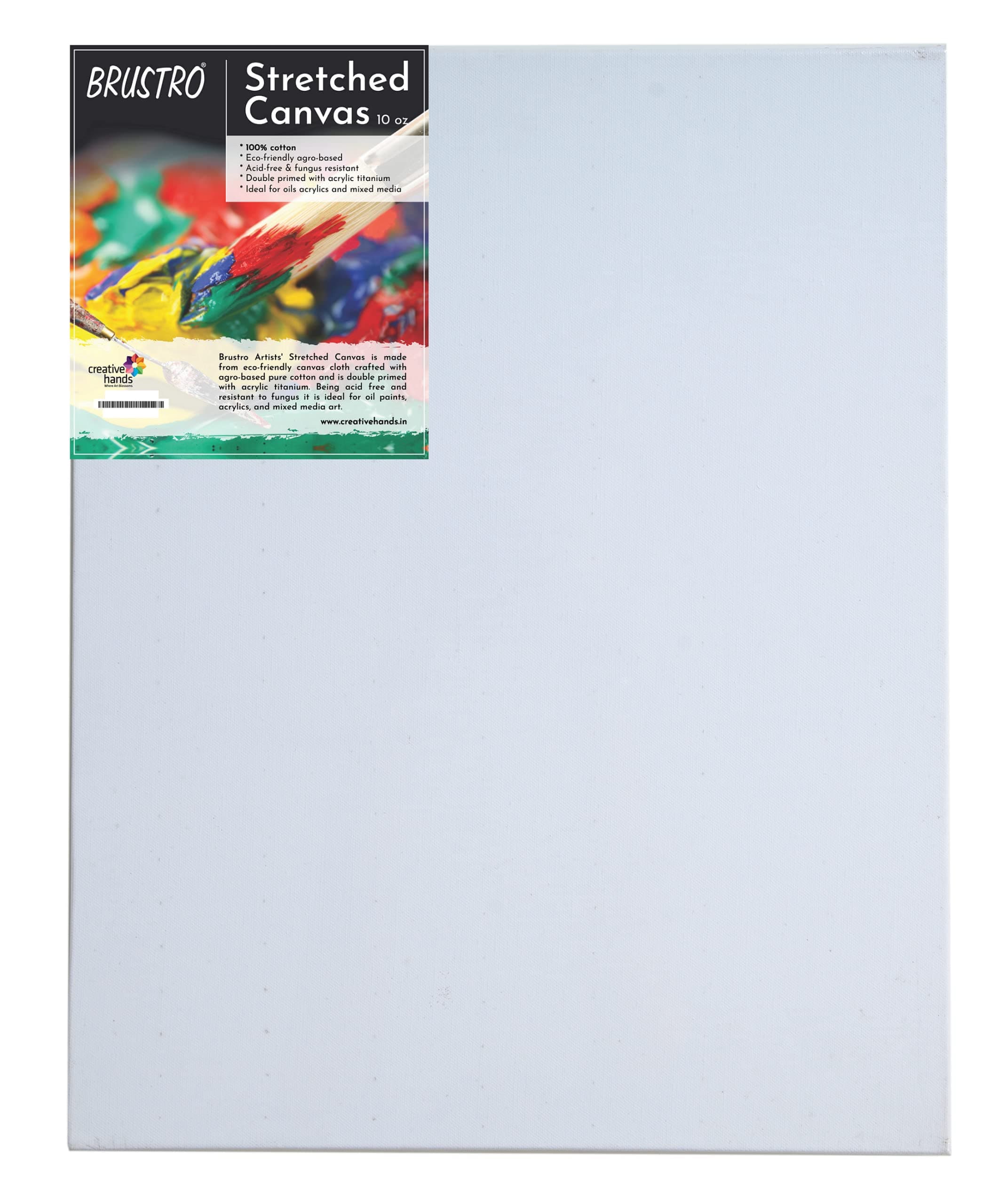 Brustro Artists Stretched Cotton Canvas 14"X18" (Inches) | Medium Grain, Oil Painting, Strudy, Zero Percolation, Acrylic, Ideal for Fine Art Students, Professionals.