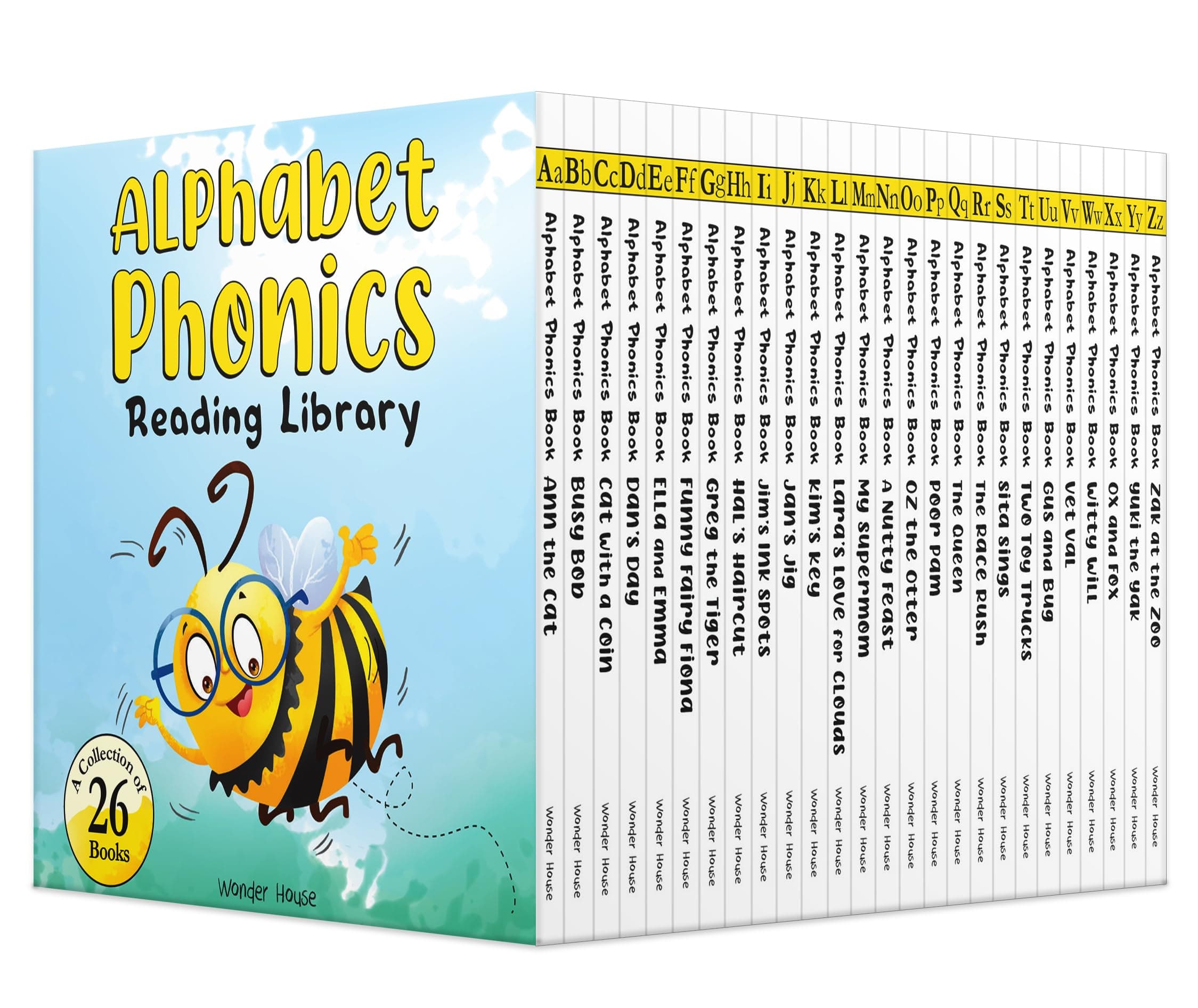 Alphabet Phonics – Reading Library for Children (Boxset of 26 Books): A–Z Phonics Readers with Sight Words, Rhymes & Fun Stories | Early Reading Box Set for Kids Learning to Read | Ages 3–6 Years