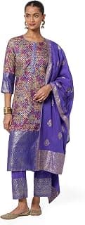 BIBA Women Voile Straight Printed Kurta Slim Pant Suit Set