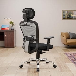 Green Soul Crystal | Office Chair | High Back | Ergonomic Home Office Desk Chair with Smart Synchro Tilt Mechanism | 1D Adjustable Armrests & Lumbar Support | Heavy Duty Metal Base (Black)
