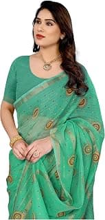 StyleScope Women's Kota Doria Cotton Manipuri Bandhani/Bandhej Printed Saree With Unstitched Blouse Piece (Shagun_Free Size)