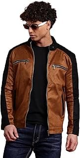 Leather Retail Brown Suede Leather Regular Jacket For Men's