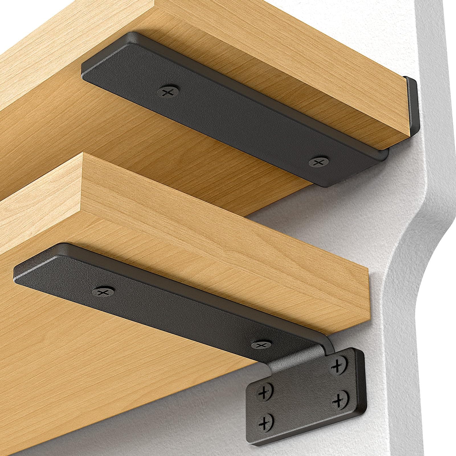 VANCASTLE Shelf Bracket, Heavy Duty 12 Inch Brackets for Shelf, 6 Pack Floating Shelf Bracket for Shelves Support, Black Metal L Wall Shelf Brackets with 1/5 Inch Thick and Holds 160+lb