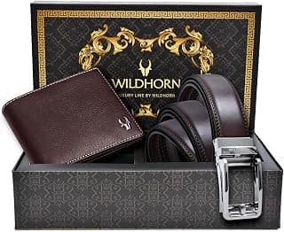 WildHorn Premium Leather Wallet & Premium Auto Lock Belt for Men | Combo Gift Set for Men | Ideal for Birthday, Anniversary & Festive Gifting (Brown)