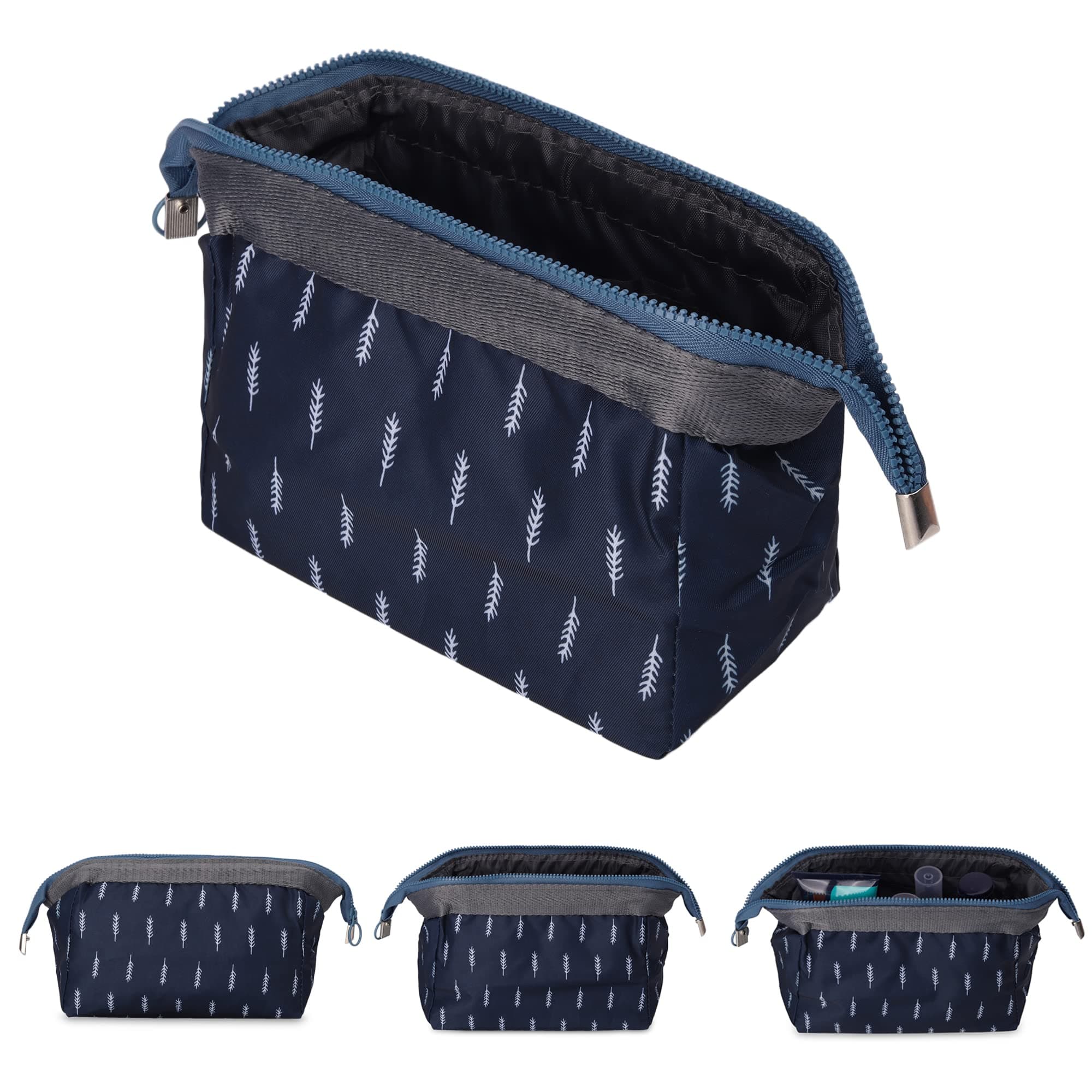 NFI Essentials Canvas Stylish Makeup Pouch for Women, Cosmetic Pouches for Storage of Make Up Kit and Travel Toiletry Organiser for Women Grey, 9Cm