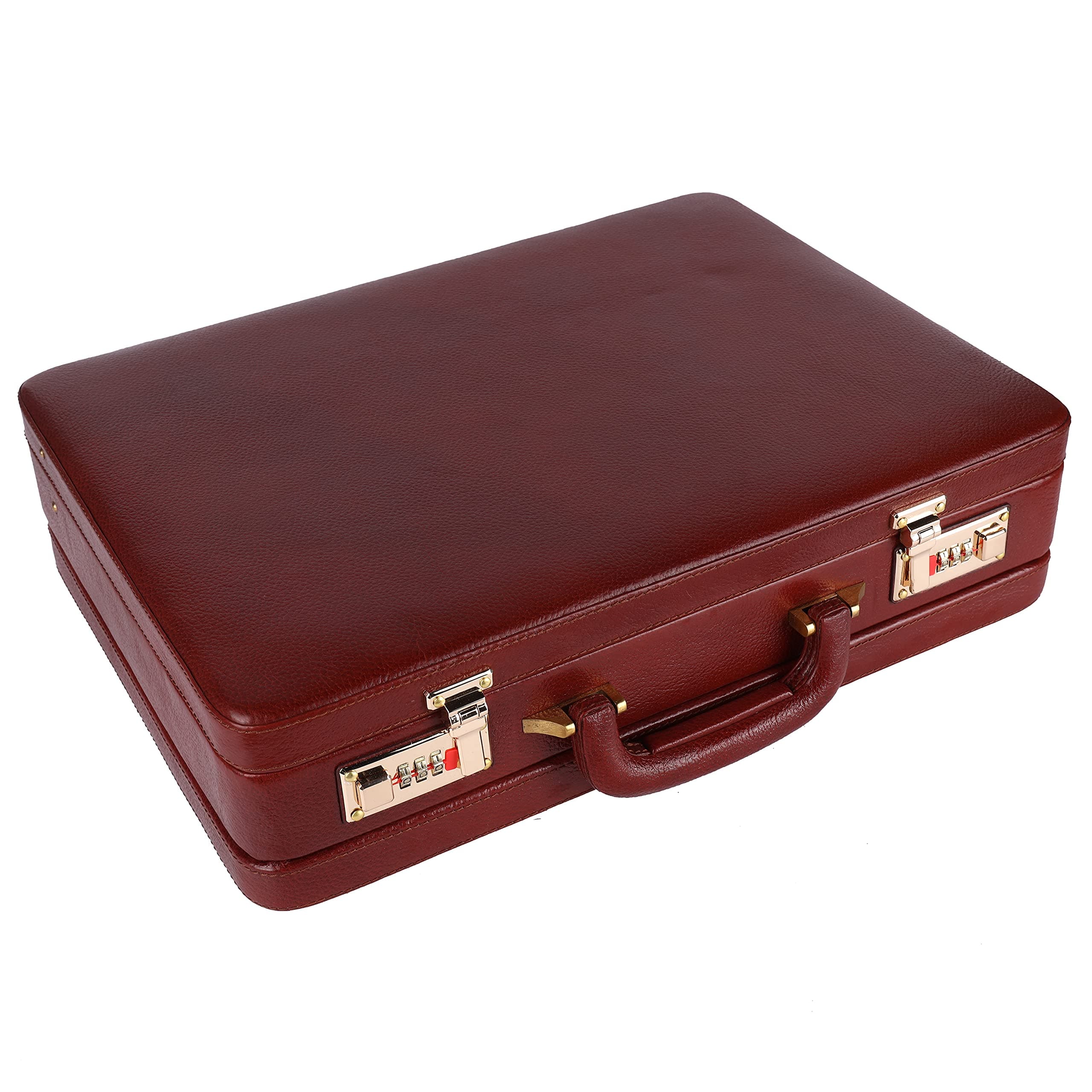 HAMMONDS FLYCATCHER Expandable Briefcase for Men - Genuine Leather Attachi Suitcase with Combination Lock - Office and Business Hand Bag - Executive Laptop Briefcase - Brown, 43 x 10.5 x 32cm