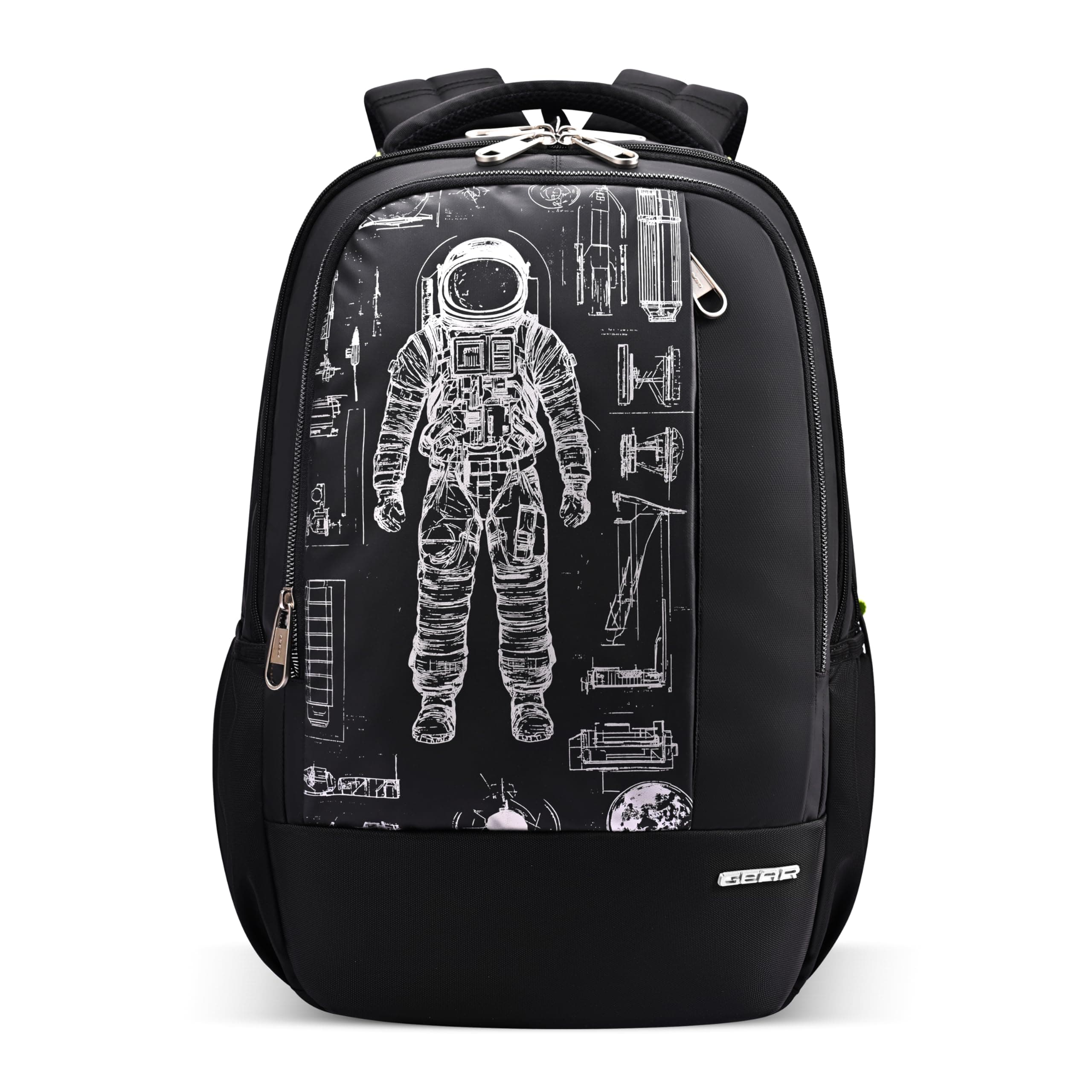 Gear Anatomy Space 19"/38L Large Water Resistant School Bag | Casual Backpack | Daypack | Travel Backpack | Kids Bag for Boys/Girls (Black - Black)