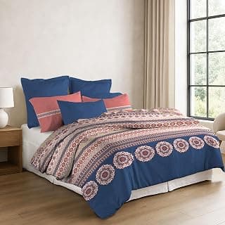 TRIDENT Soft Comfort Bedsheet for Double Bed, 210 TC 100% Cotton Bedsheet, Soft and Breathable, King Size Bedsheet with 2 Pillow Covers - Earthy Tale
