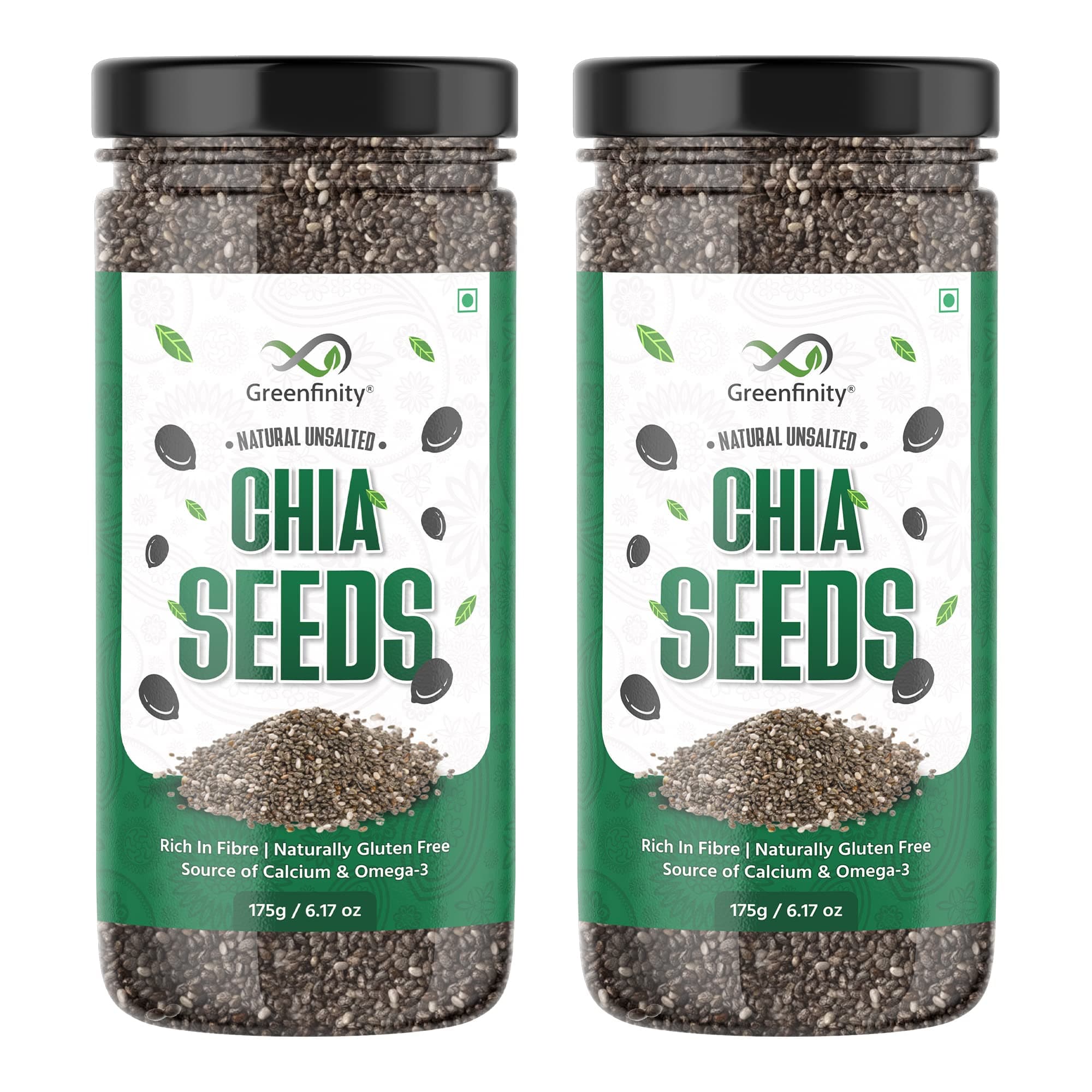 GreenFinity Raw Chia Seeds, Calcium and Protein Rich Superfood 175g (Pack of 2-350g)