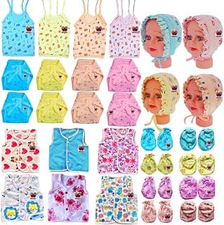 Unisex-Child Cotton Printed Clothing Set (Multicolour_0-6 Months)