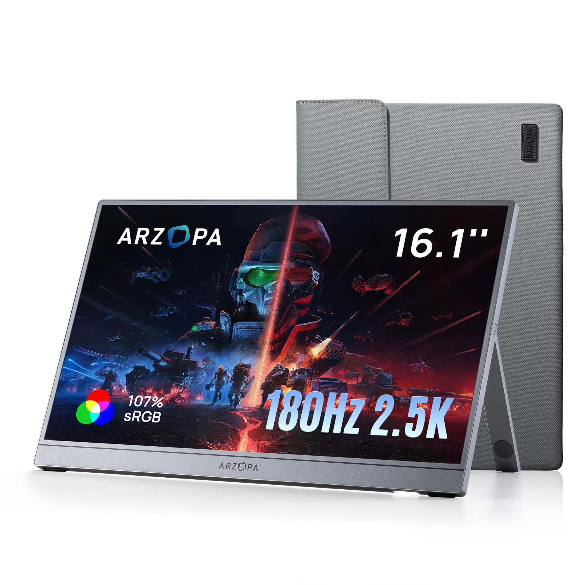 ARZOPA Z3FC 16.1" 180Hz 2.5K Portable Gaming Monitor with Stand, 106% sRGB, External Portable Monitor as Second Screen for Laptop, PC, PS5, Mac, Xbox