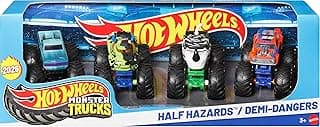 Hot Wheels Monster Trucks, 1:64 Scale Monster Trucks Toy Trucks, Set of 4, Giant Wheels, Favorite Characters and Cool Designs