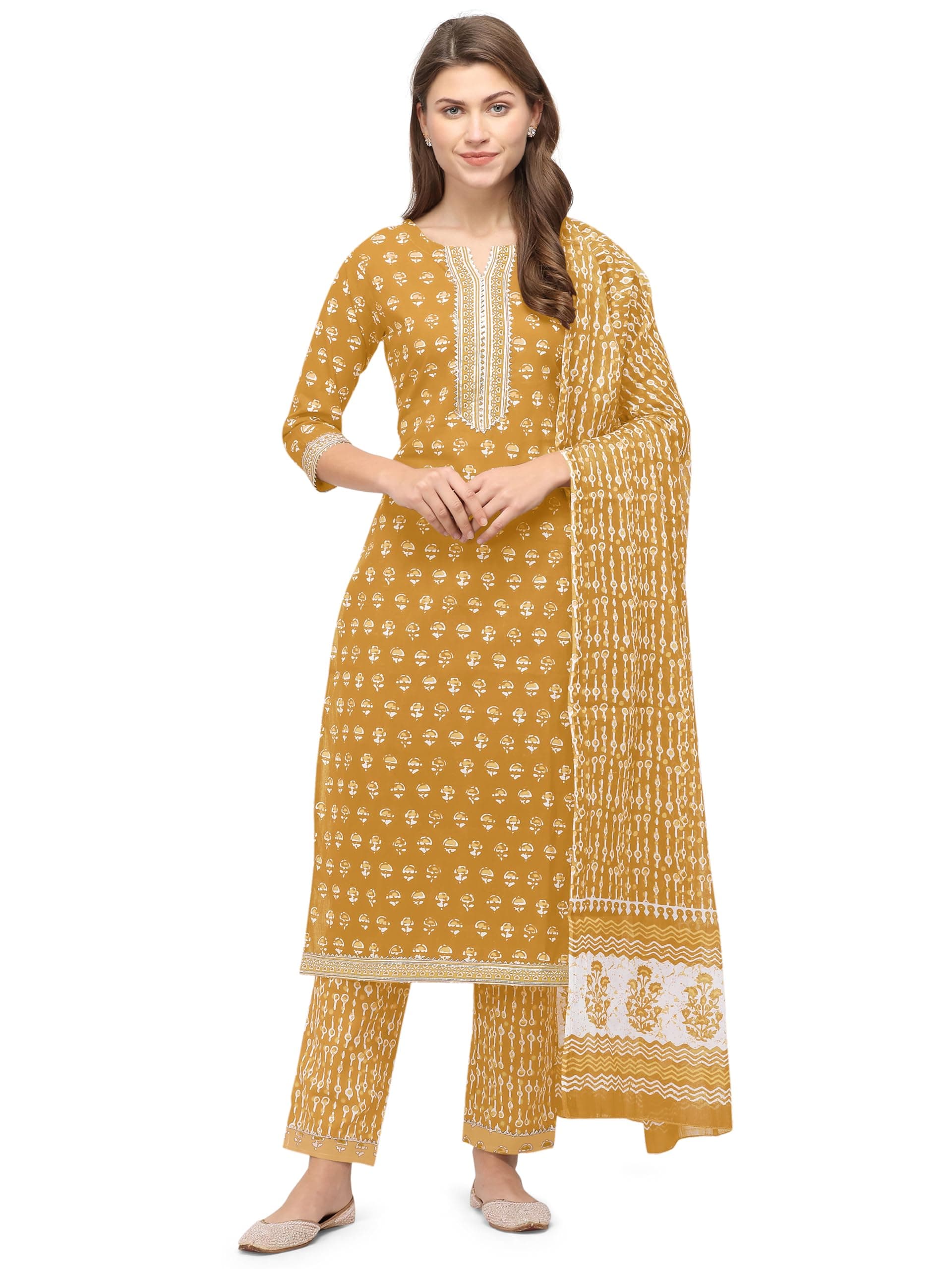 MIRCHI FASHION Pure Cotton Women Straight Kurti Set with Pant with Dupatta