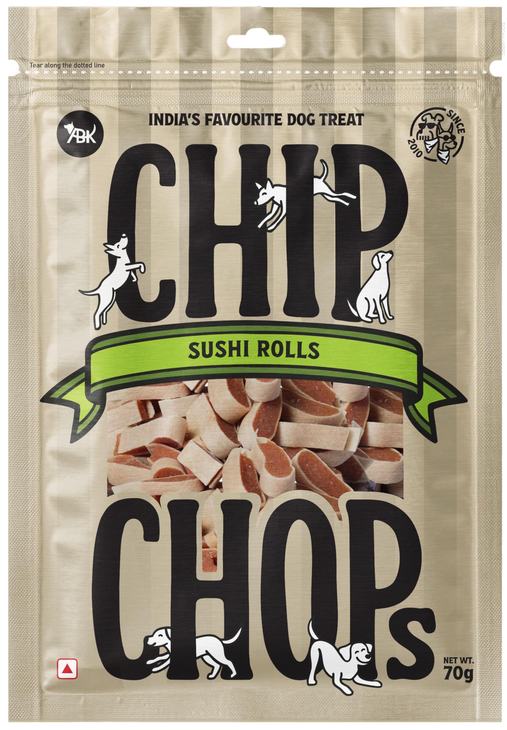 Chip Chops Sushi Rolls Dog Treats, Highly Nutritional & Digestible Snacks for Training and Rewards, Suitable for All Dog Breeds, 70g