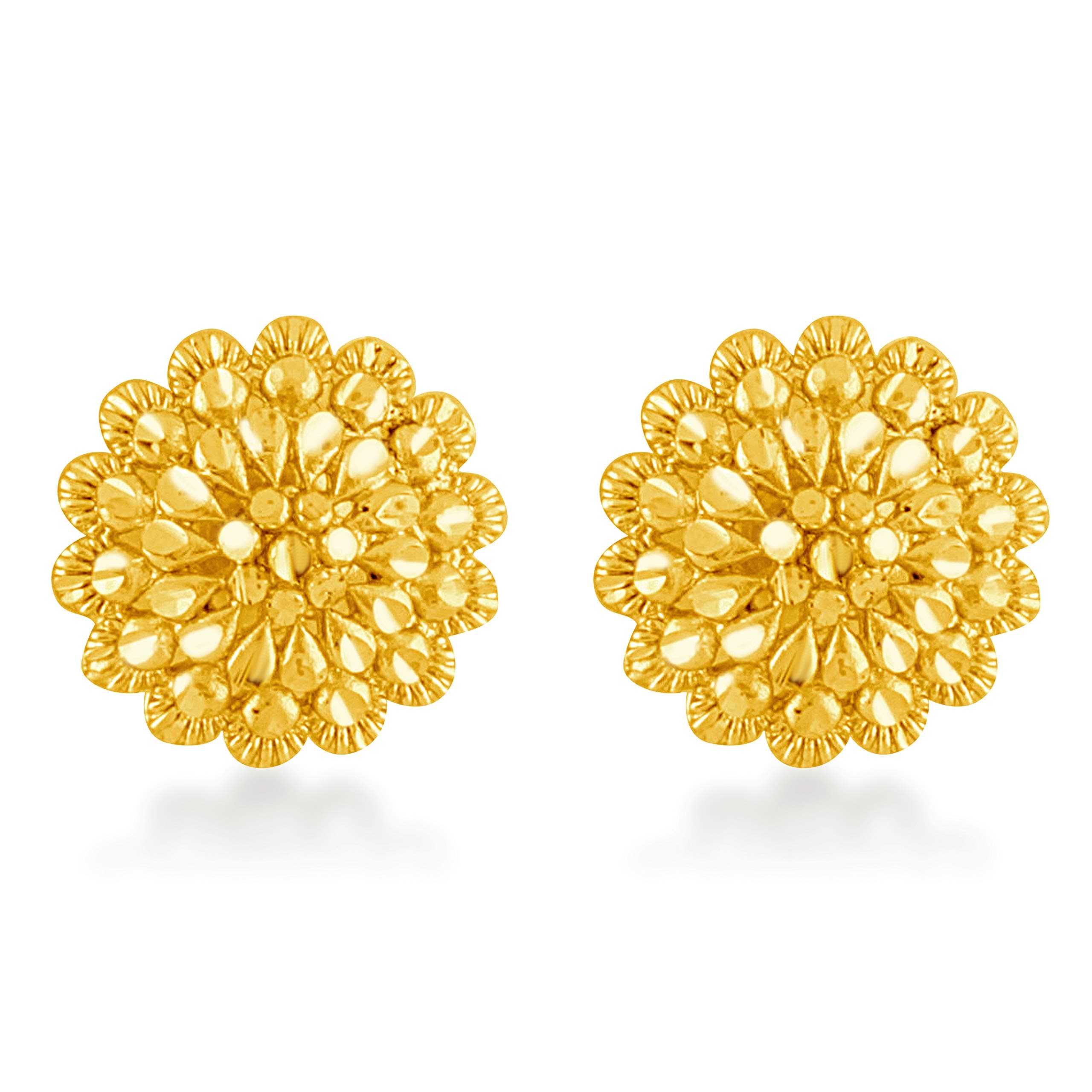 MEENAZ Traditional Temple 1 One Gram Gold Studs 18k Brass Ethnic South Indian Meenakari Antique Screw Back Flower Round Stud Earrings Combo Set Pack For Women girls Latest -GOLD EAR RINGS STUD-M110
