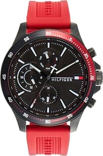 Tommy Hilfiger Quartz Multifunction Black Dial Silicone Strap Watch for Men-NETH1791722