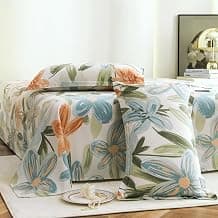 Story@Home Bedsheet for Double Bed Cotton 190 TC with 2 Pillow Covers, White & Light Blue, Floral, 225 cm X 250 cm | Perfect for Home Decor