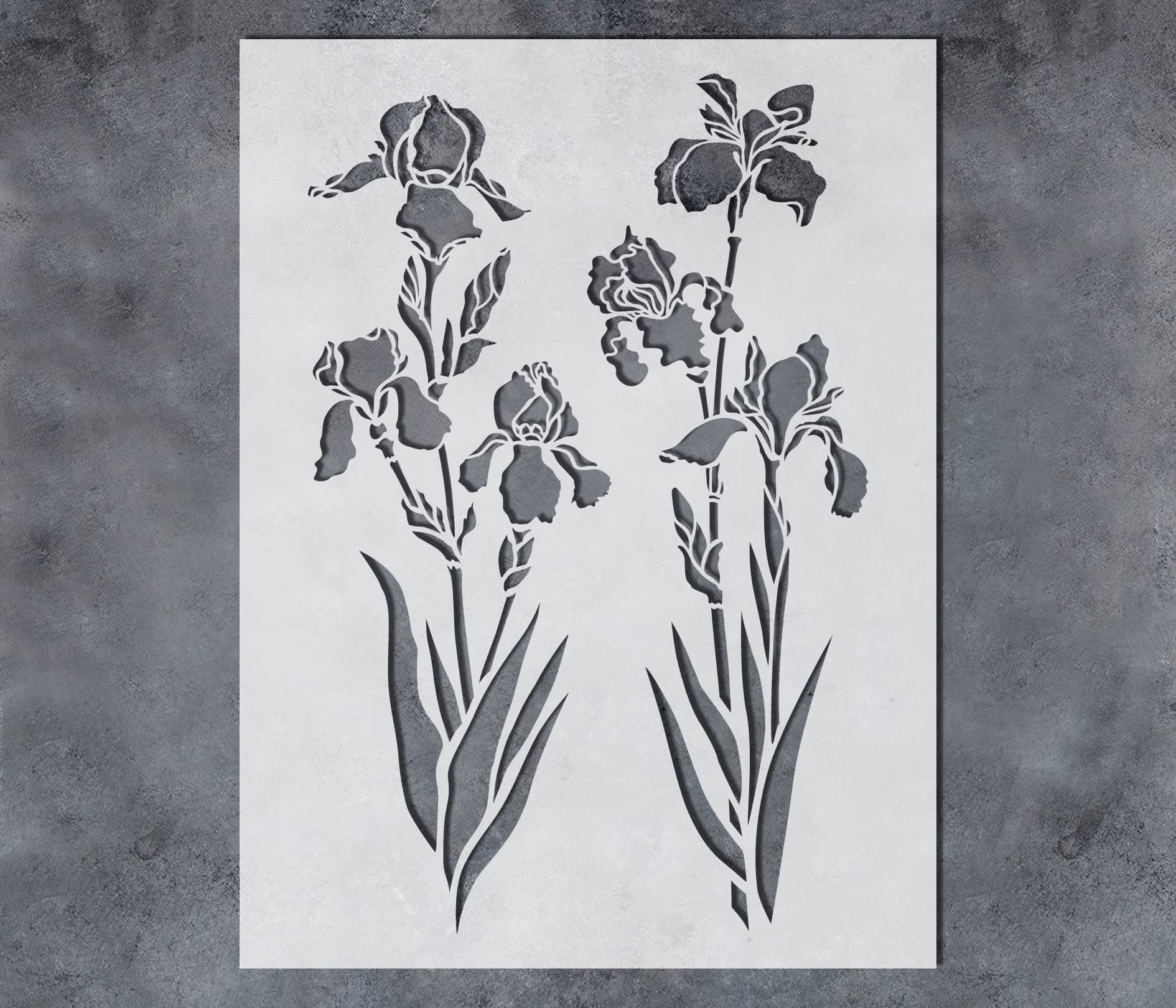 G GSS Designs Iris Flowers Stencil For Painting 12X16Inch - Large Flower Stencils For Painting On Wood Wall Canvas Paper Fabric - Reusable Diy Art And Craft Drawing Stencils