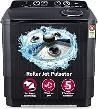 LG 11 Kg 5 Star Wind Jet Dry Rat Away Technology Semi-Automatic Top Loading Washing Machine (P1155SKAZ, Roller Jet Pulsator, Punch + 3, Middle Black)