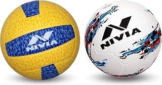 Nivia Leather G-2020 Volleyball Size - 4 (Yellow/Blue) Storm Football | Football Size - 5 (White)