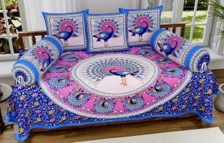 RajasthaniKart Classic 6 Piece 144 TC Cotton Diwan Set - Abstract, Multicolour