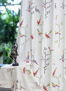 Tranquebar Curtain Co. Cotton Curtains 7 Feet Long Set of 2, 60-65% Room Darkening, Multicolor Bird Print, Door Curtains 7 Feet Set of 2, BackTabs, Shiri (213 cm) - Set of 2