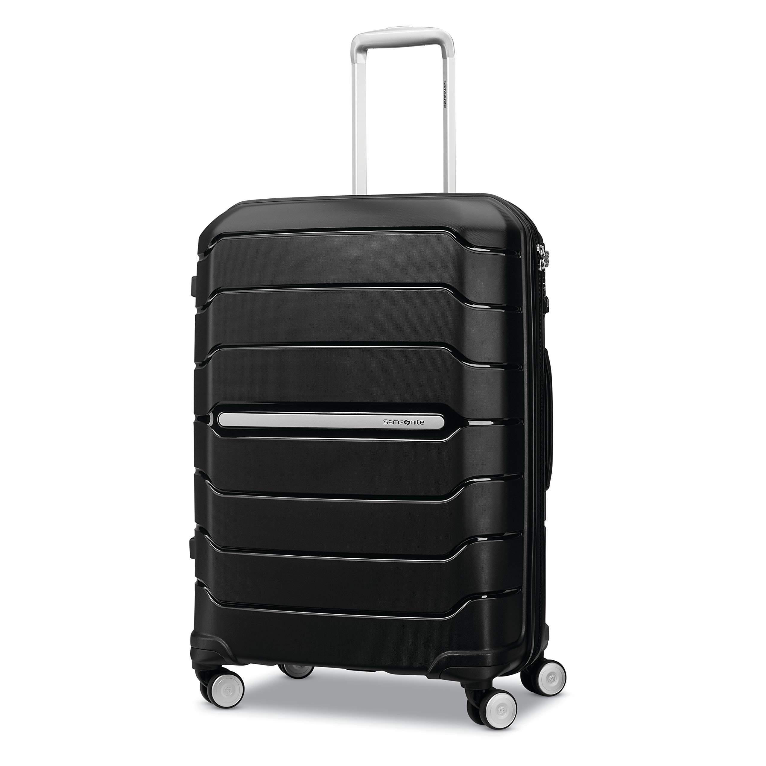 Samsonite Freeform Hardside Expandable with Double Spinner Wheels, Black, Checked-Medium 68cm Plastic Trolley Bag