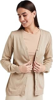 Amazon Brand - Symbol Women's Acrylic V Neck Regular Fit Cardigan Sweater (Available in Plus Sizes)