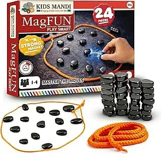 Kids Mandi® MAGfun Magnetic Game for Kids - Sizzle Magnet Stone Board Game, Kluster & Magna Duel Style Educational Toy , Indoor Magnetic Blocks & Balls Fun for Boys & Girls, Magnetic Rope Play Set