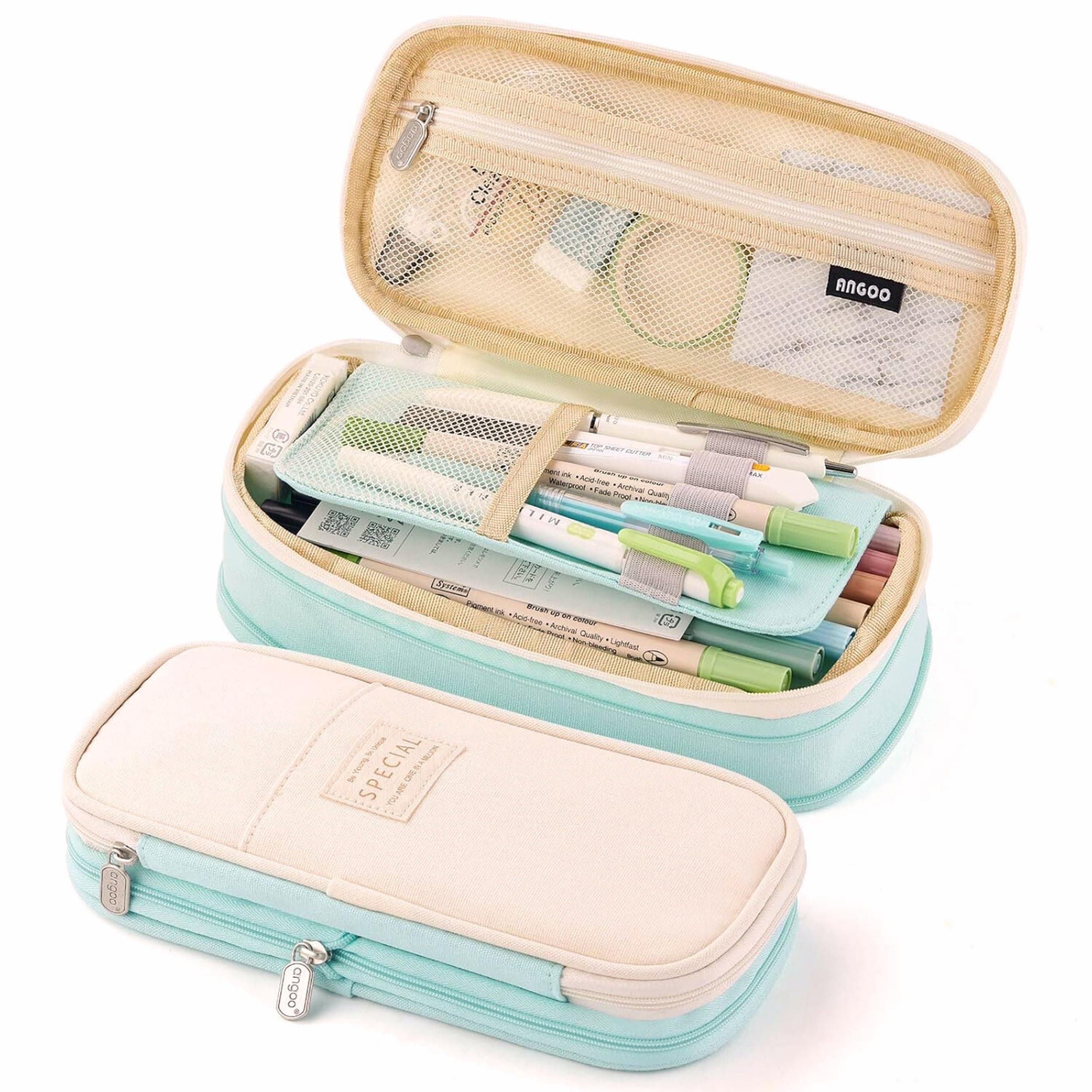 Corslet Large Capacity 3-Compartment Pencil Case, Aesthetic & Cute Pencil Pouch for School, Office, and Travel - Organizer for Stationery, Art Supplies, Makeup, and More