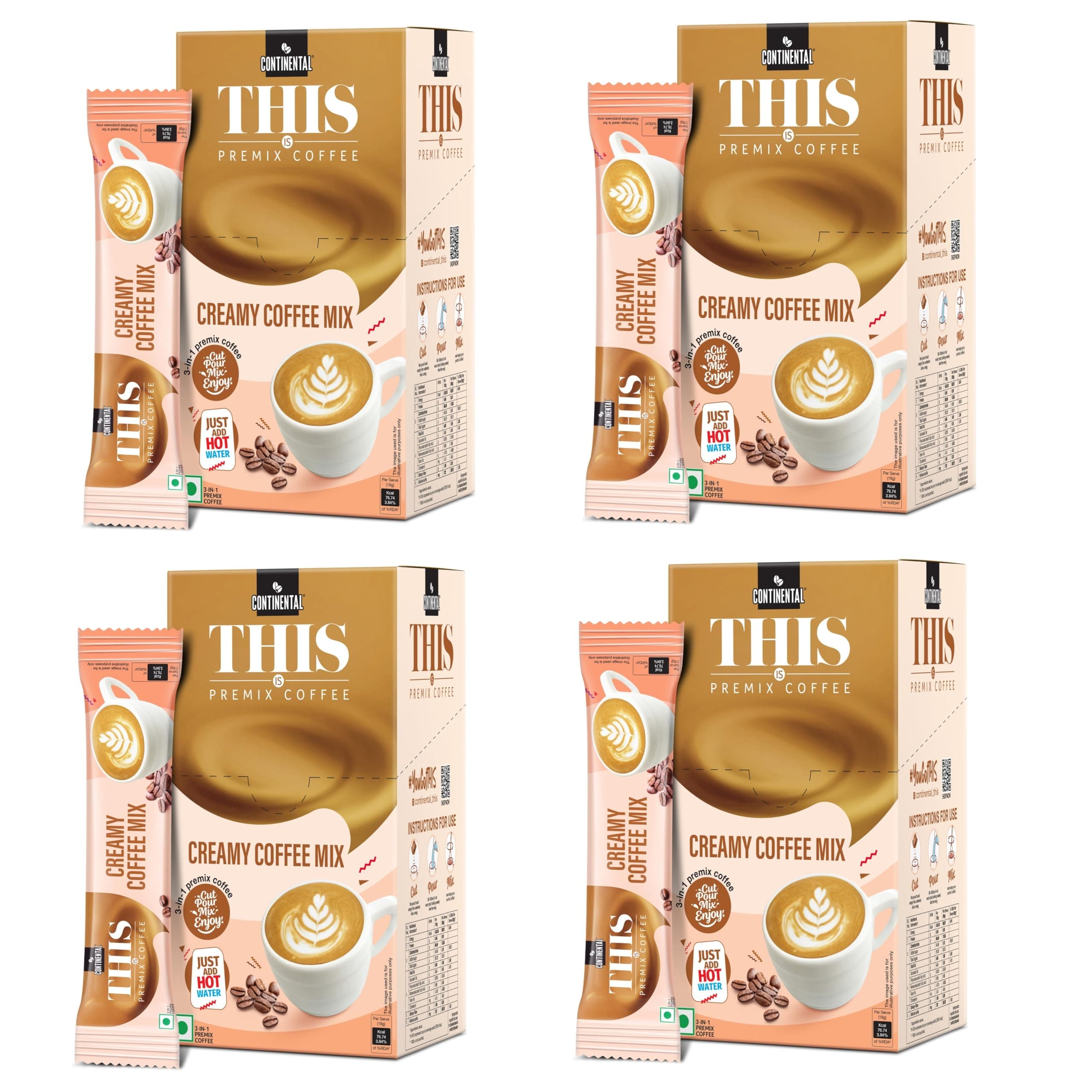 Continental This Creamy Coffee 180Gm | 3In1 Instant Premix Coffee Powder | 40 Sachets | Just Add Hot Water - Cafe Like Coffee