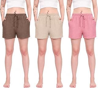 London Hills Shorts for Women Textured Waffle Knit with Pockets for Gym, Sports, Running, Yoga, Cycling, Walk Casual Shorts Or Half Lower, Hot Pant, Half Trouser, Pack of 1, Pack of 2, Pack of 3