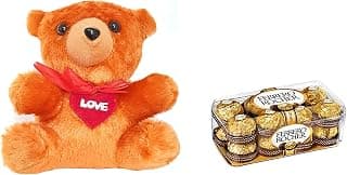Ferrero Rocher Valentine Gift Combo with Rocher Chocolate 200 g (Pack of 16 Pieces) and A Beautiful Teddy