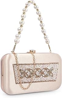 ADISA Beaded formal party clutch with gold chain for women and girls (CL108)