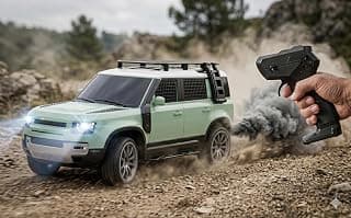 Jack Royal High-Speed Off-Road Defender Rover Rc Car with Double Smoke Exhaust & Dual Light Racing Car Toy Vehicle Remote Control Car for Kids (Rechargeable) (Green)