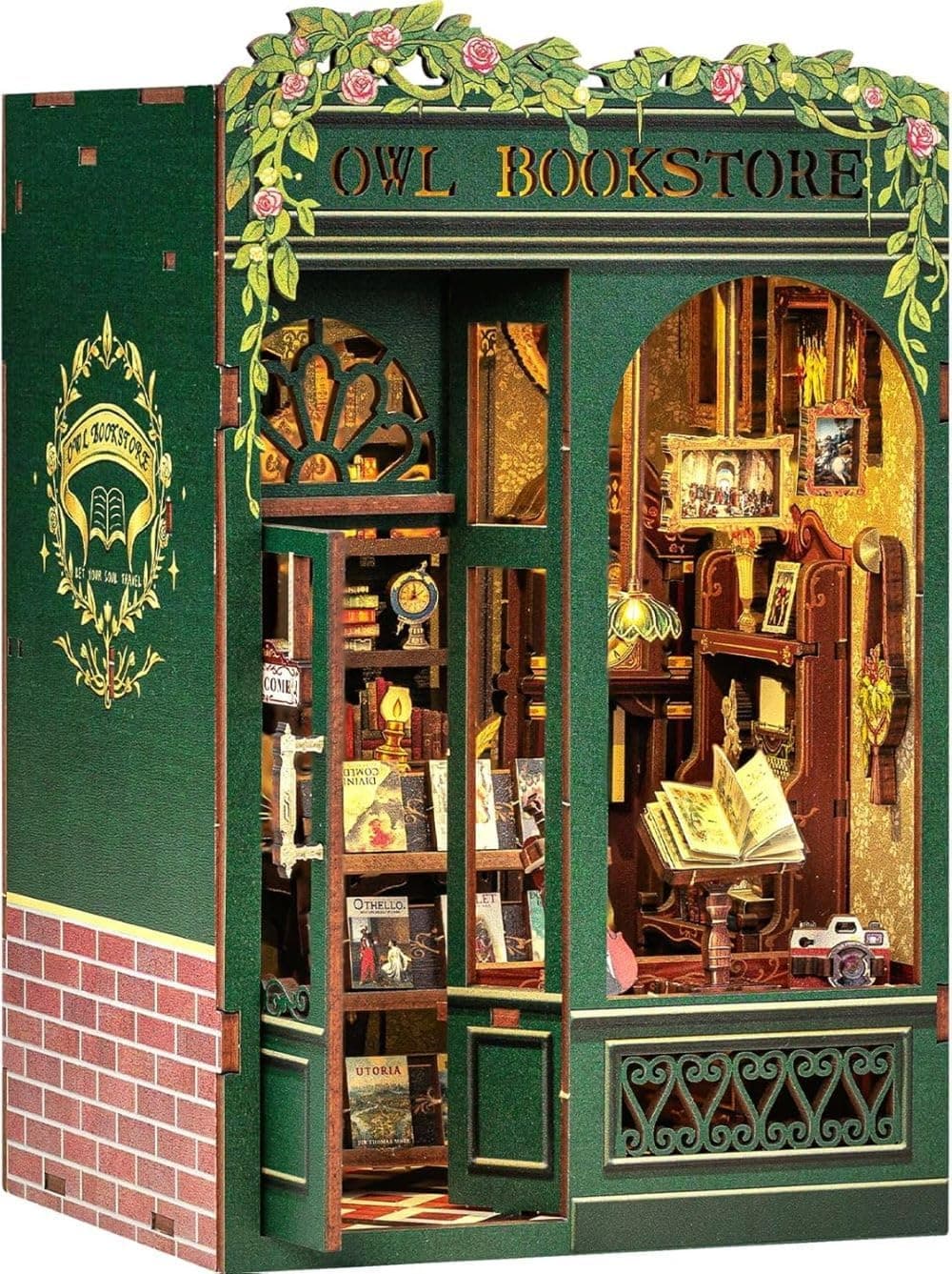 MG SALESS Book Nook Kit | DIY Miniature House | Dollhouse Kit for Adults and Teens | 3D Wooden Puzzle House Bookshelf Decor | Gifts for Christmas, Birthday, Anniversary. (Owl Bookstore, 139 Pieces)