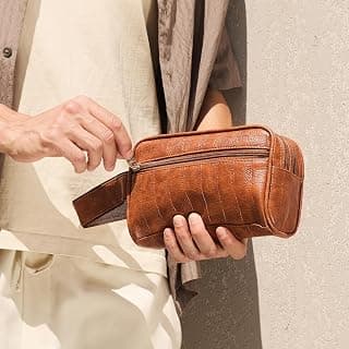 Lifelong Lifelong Toiletry Bag for Men & Women | Vegan Leather Travel Pouch | Shaving Kit, Grooming & Makeup Organizer | Toiletry Bag for Travel, Gym, Daily Use, Cosmetics, Toiletries & Essentials (Tan)
