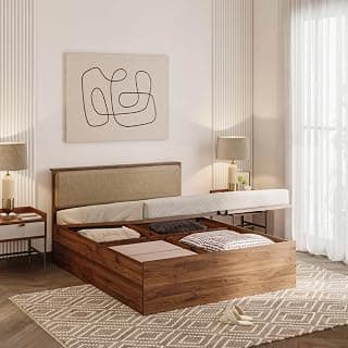 Wakefit Bed | 1 Yr Warranty | Bed Queen Size, Hydraulic Storage, Foam-Cushioned Upholstery Headboard, Density:680–750 kg/m³, Termite & Borer Resistant, Fits Mattresses Up to 8 Inches(Taurus78x60 - CW)