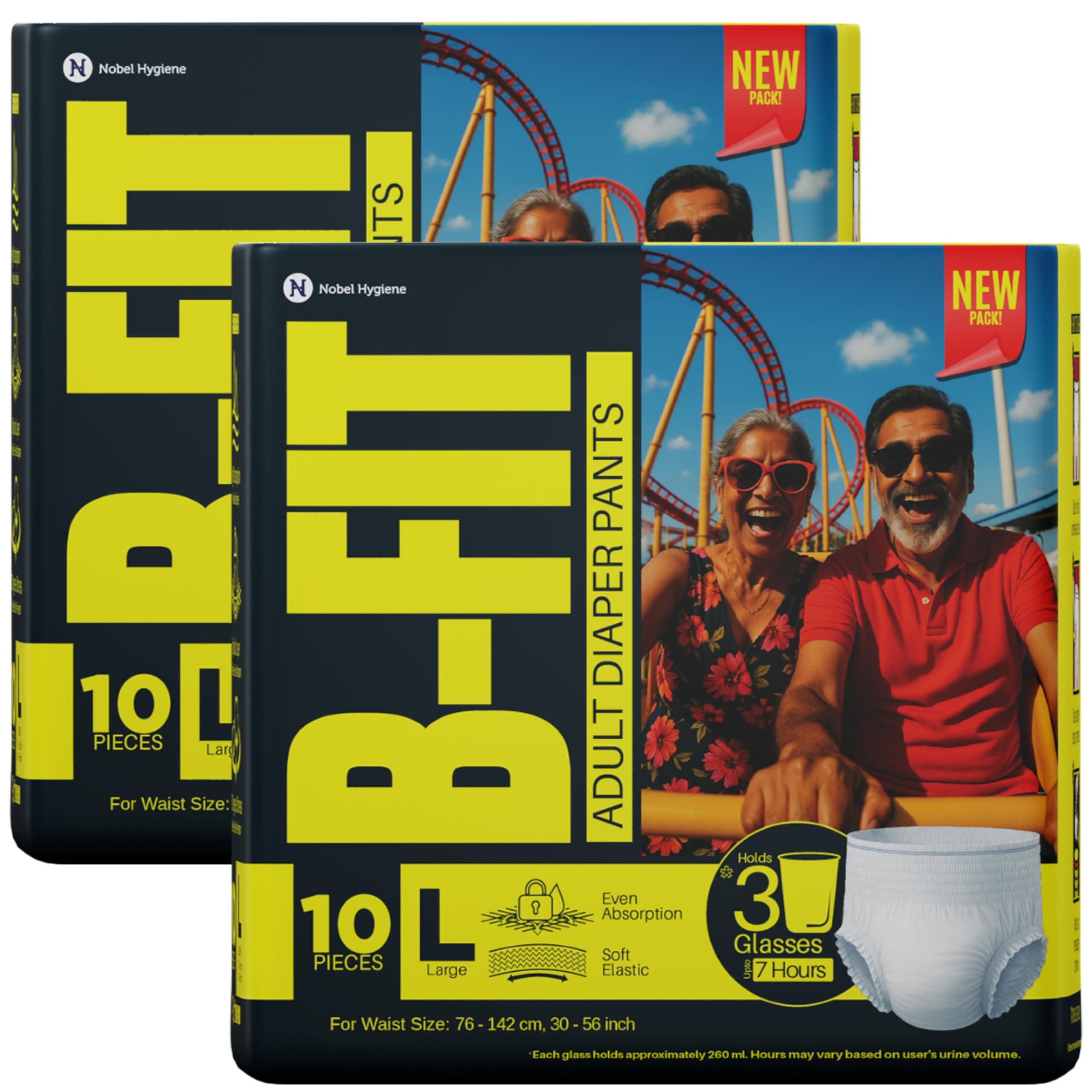 B-Fit Regular Adult Diaper L Size Pants | 20 Count (Large) | Waist 30-56 inch | Unisex | Leakproof | Even Absorption | Long Protection hours | Brief-Like Fit & Soft Elastic Waist