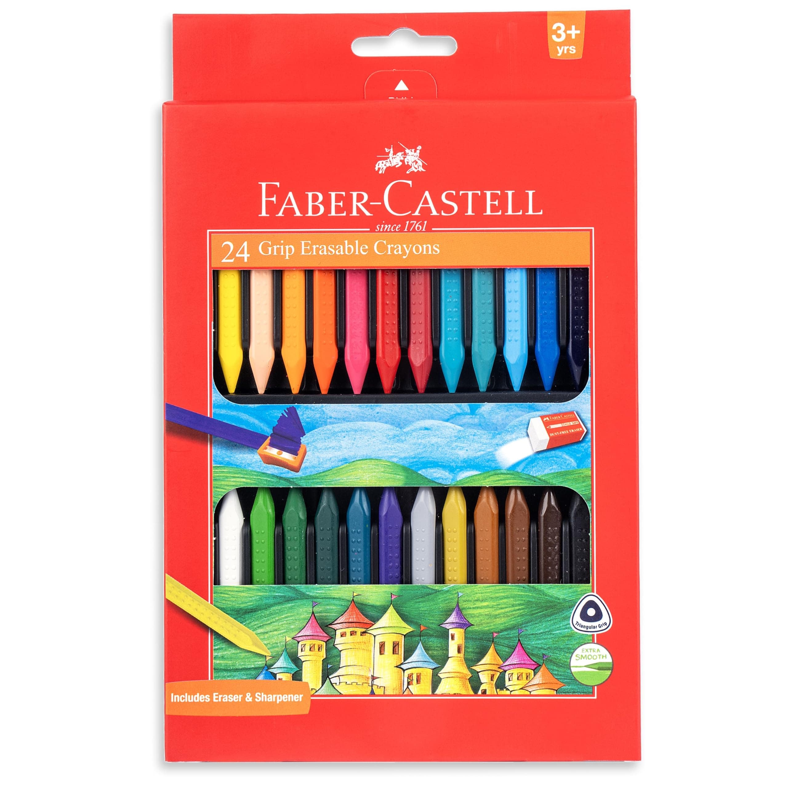 Faber-Castell Grip Erasable Crayon Set - Pack of 24 (Assorted)