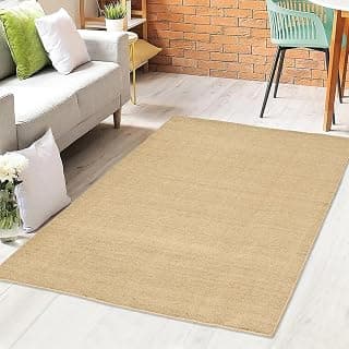 Saral Home Beige Polypropylene Anti Skid Rectangular Carpet - 120X180 Cm