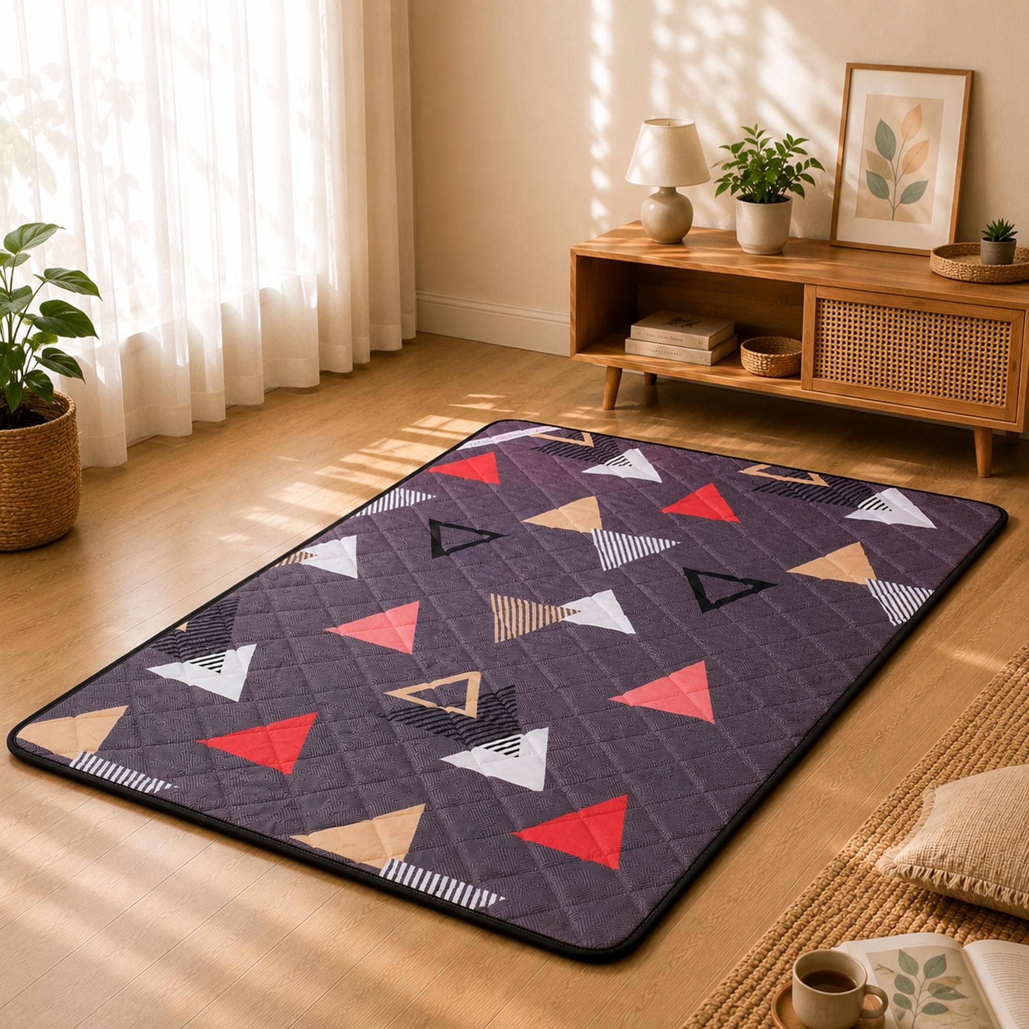 Rhythm 3 Layer 1 Inch Foldable Mattress | Portable Lightweight Foam Bed | Comfortable Floor Sleeping Mat | Space Saving Design | Guest Bed Travel Camping Home Use | Multicolor 72x36x1