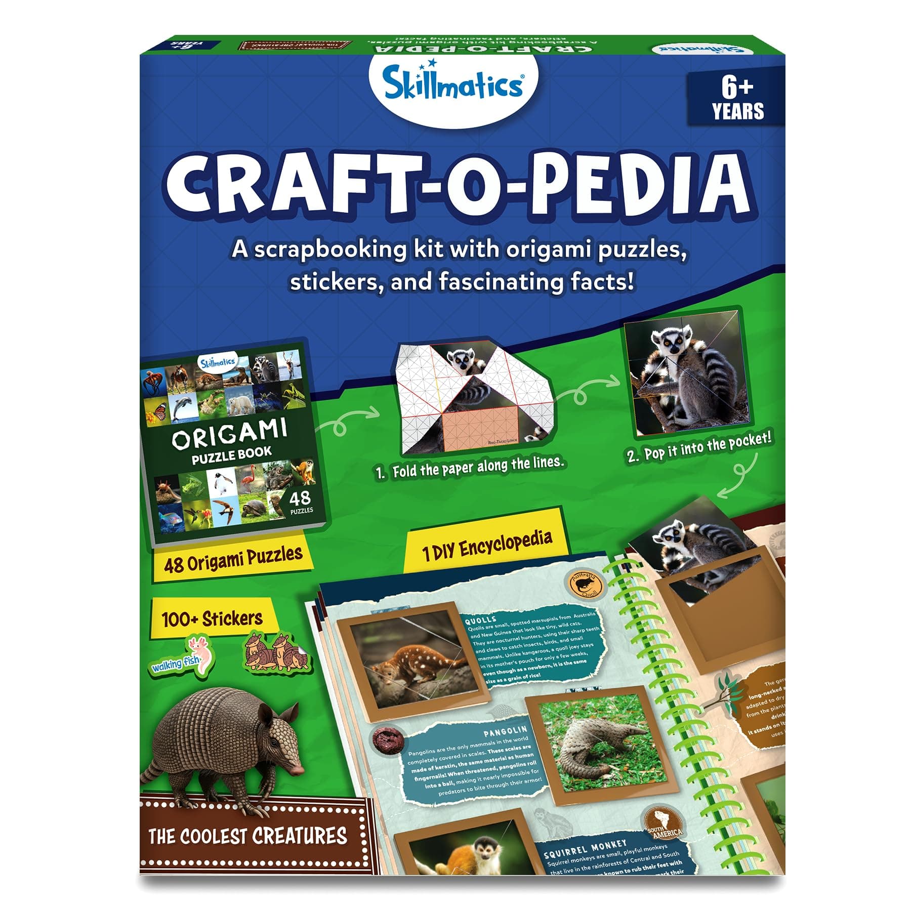 Skillmatics Origami Puzzle Book & Kit - 48 DIY Folding Puzzles with Fun Fact Encyclopedia, STEM Learning & Travel Toy, Brain Teasers, Educational & Travel Gifts for Ages 7, 8, 9, 10 and Up